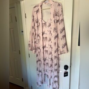 Mason Grey Pink Tiger Print Women's Robe & Slip Set size large